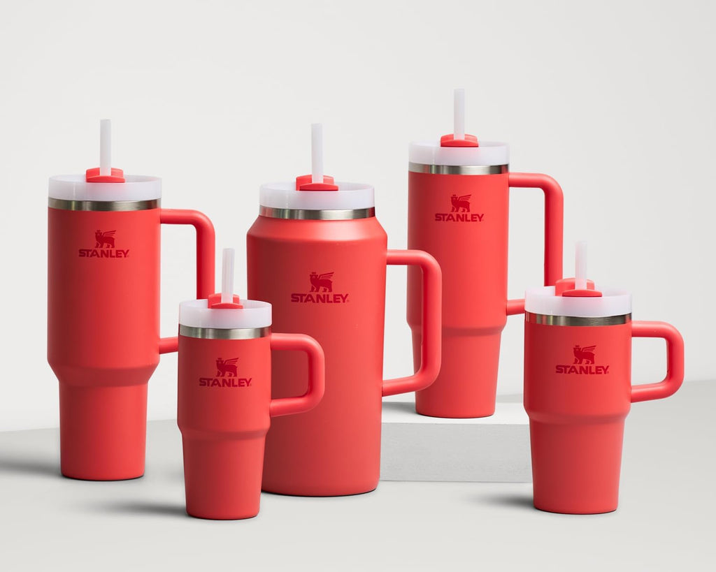 Quencher H2.0 40 Oz Insulated Tumbler with Handle and Straw, Flowstate 3-Position Lid, Cup Holder Compatible, BPA-Free, Hot Coral